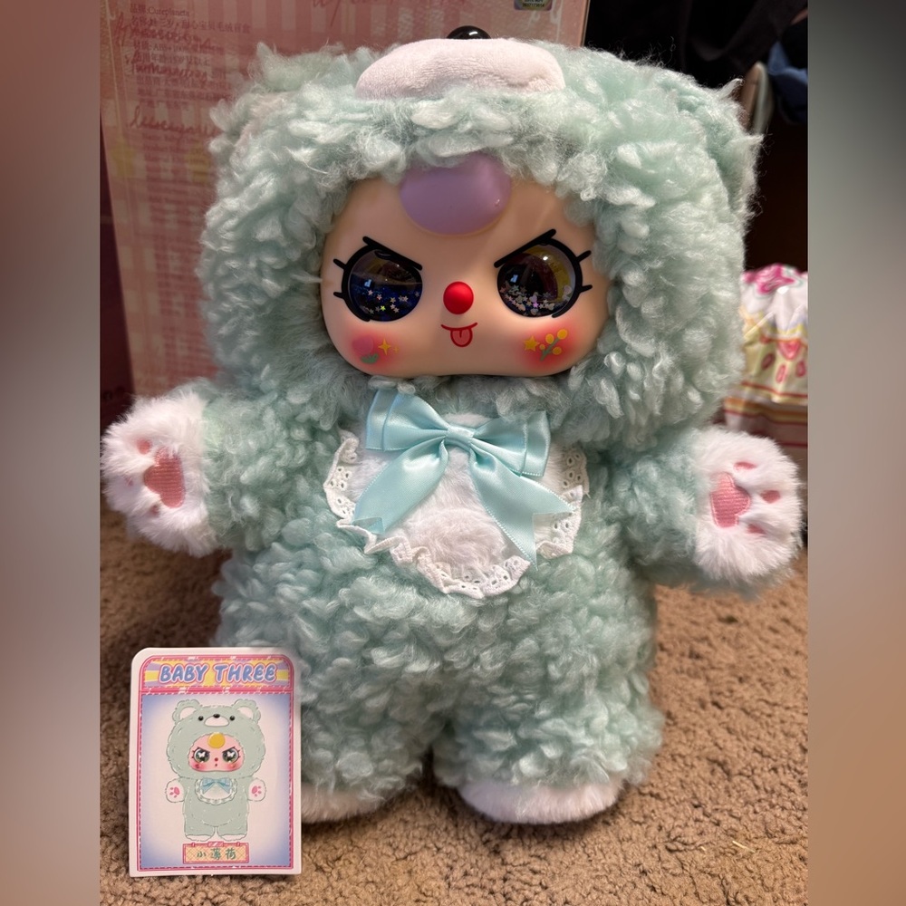 Baby three teddy bear mint Green with special liquid eyes and cry eyes 400%